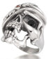Men's Black Cubic Zirconia & Red Enamel Pirate Skull Ring in Stainless Steel