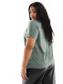 Vero Moda Curve v-neck t-shirt in khaki