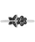 ფოტო #1 პროდუქტის Black Spinel Butterfly & Flower Ring (1/5 ct. t.w.) in Sterling Silver & Black Rhodium-Plate