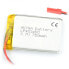 Akyga Li-Pol cell 750mAh 1S 3,7V - connector JST-BEC + socket - 50x34x4mm