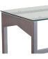Contemporary Clear Tempered Glass Desk With Geometric Sides And Silver Frame