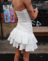 Фото #2 товара Labelrail x Daisy Birchall slinky bandeau mini rara dress in off-white