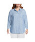 Фото #3 товара Plus Size Linen Roll Sleeve Over d Relaxed Tunic Top