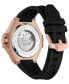 ფოტო #3 პროდუქტის Men's Automatic Skeleton Royal Black Silicone Strap Watch 46mm