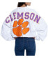 Фото #9 товара Women's White Clemson Tigers Raw Hem Cropped Long Sleeve T-shirt