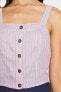 Kadın Pembe Askılı Çizgili Düğme Detaylı Bluz 9YAL68150OW