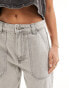 Фото #5 товара Miss Selfridge Petite baggy cargo jean in light grey wash