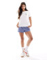 Фото #3 товара ONLY boxy t-shirt with love embroidery in white