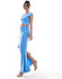 Missyempire column fishtail maxi skirt with tie detail co-ord in blue