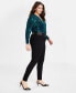 Фото #3 товара Plus Size Mixed-Media Ponte Skinny Pants, Created for Macy's