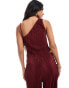 Фото #2 товара ASOS DESIGN co-ord drape plisse asymmetric top in burgundy