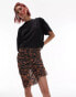 Topshop Tall ruched animal print asymmetric mini skirt in multi