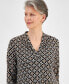 Women's Printed 3/4 Sleeve Pleated-Neck Top, Created for Macy's