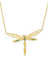 ფოტო #3 პროდუქტის Ombré® Multi-Gemstone (7/8 ct. t.w.) & Diamond (1/5 ct. t.w.) Dragonfly 18" Pendant Necklace in 14k Gold