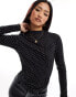 Фото #1 товара Stradivarius ruched detail polka dot top in black