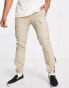 Фото #1 товара Topman skinny cut and sew cargo trousers in stone