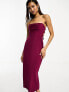 ASOS DESIGN pleat bandeau midi dress with lace up back detail in purple