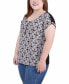 Фото #3 товара Plus Size Short Sleeve Half Zip Knit Top