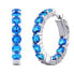 Luxury silver hoop earrings with light blue zircons MW02722ELB