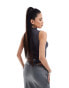 Simmi high neck fitted bodysuit in charcoal