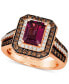 ფოტო #1 პროდუქტის Raspberry Rhodolite (1-7/8 ct. t.w.) & Diamond (7/8 ct. t.w.) Double Halo Ring in 14k Rose Gold