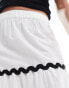 Фото #2 товара ASOS DESIGN tiered maxi skirt with rick rack detail in white