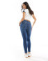 Bershka Petite high waist skinny jean in mid blue