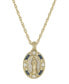Фото #1 товара Symbols of Faith 14K Gold-Dipped Crystal Blue Enamel Virgin Mary Pendant 18" Necklace
