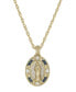 14K Gold-Dipped Crystal Blue Enamel Virgin Mary Pendant 18" Necklace