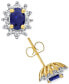 ფოტო #1 პროდუქტის Lab-Grown Blue Sapphire (1 ct. t.w.) and White Sapphire (1/5 ct. t.w.) Stud Earrings in 14k Gold-Plated Sterling Silver