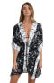 Фото #1 товара La Blanca Womens Kimono Cover-up Swimwear, Black Moonlit Silhouette, S/M US