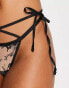 Фото #4 товара Lost Ink tattoo floral strappy thong in black