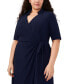 ფოტო #4 პროდუქტის Plus Size Collared Wrap Dress