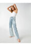Фото #6 товара Yüksek Bel Bloklu Kot Pantolon - Longer Straight Fit Jean