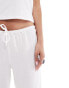 Monki wide leg pull on textured trousers in white