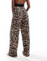 Фото #2 товара Vila pull on wide leg trousers in leopard print