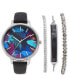 Women's Black Strap Watch 39mm Set, Created for Macy's