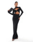 Фото #3 товара Aria Cove slinky cut out high neck long sleeve maxi dress in black