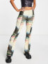 Фото #4 товара Neon & Nylon frill hem mesh flared trousers in abstract print