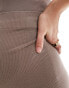 Mamalicious Maternity over the bump seamless ribbed legging co-ord in taupe