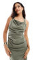 Фото #2 товара ASOS DESIGN halter ruched midi dress in khaki