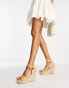 Glamorous – Espadrille-Sandalen in Camel mit Keilabsatz