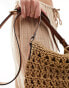 Фото #3 товара Accessorize mini cross body straw bag in beige