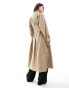 Mango relaxed oversized trench coat in brown