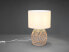 LED Tischlampe Rattan Stoff Boho Stil