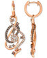 ფოტო #2 პროდუქტის Crazy Collection® Chocolate Diamond & Nude Diamond Swirl Drop Earrings (1-1/2 ct. t.w.) in 14k Rose Gold