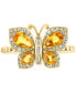 ფოტო #3 პროდუქტის EFFY® Yellow Sapphire (1-1/5 ct. t.w.) & Diamond (1/5 ct. t.w.) Butterfly Ring in 14k Gold