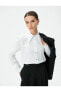 Фото #1 товара Рубашка женская Koton Классическая из поплина с длинным рукавом, застежка на пуговицы, Regular Fit, из хлопка