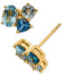 ფოტო #1 პროდუქტის Blue Topaz Cluster Stud Earrings (2-1/10 ct. t.w.) in 14k Gold-Plated Sterling Silver