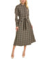 Yal New York Glen Plaid Midi Dress Women's Brown S